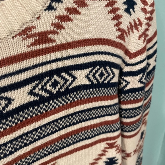 American Rag Mens Size S Brown Aztec Southwestern Print Pullover Sweater Western - Picture 5 of 7